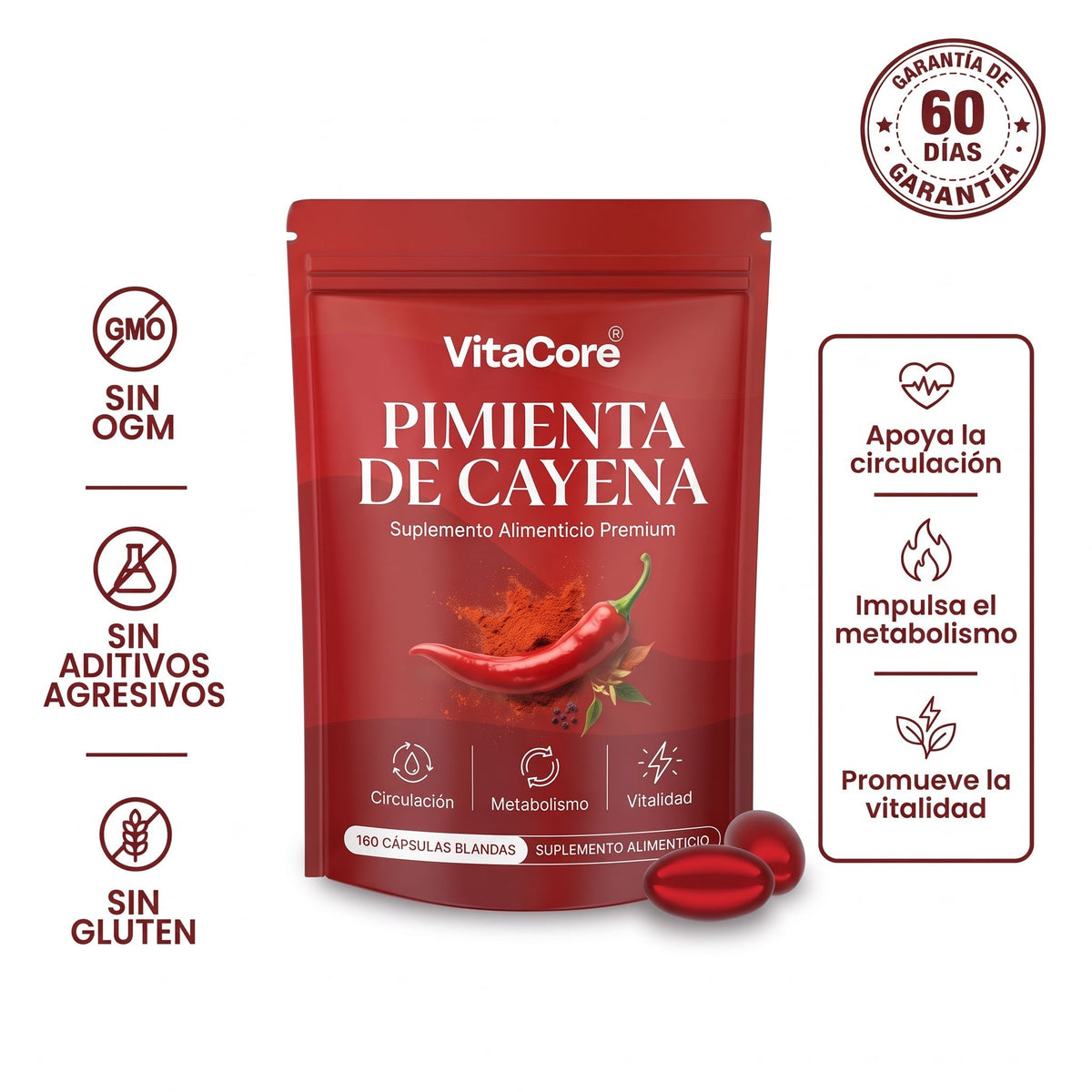 Capsulas Blandas de Pimienta de Cayena Vitacore