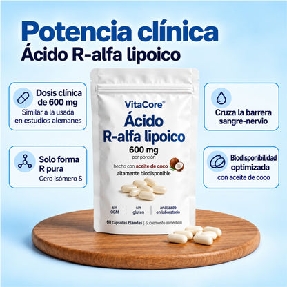 Ácido R-Alfa Lipoico 600 mg – Forma R Pura