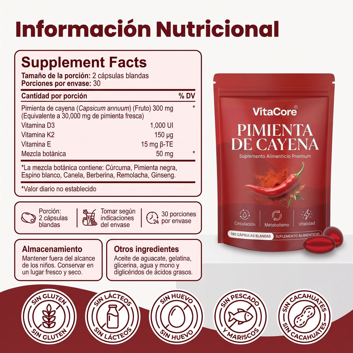 Capsulas Blandas de Pimienta de Cayena Vitacore